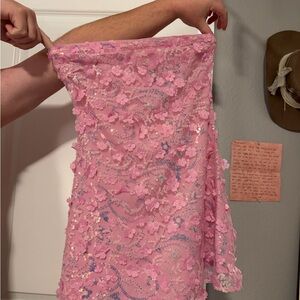 Beginning Boutique Pink Floral Lace Top